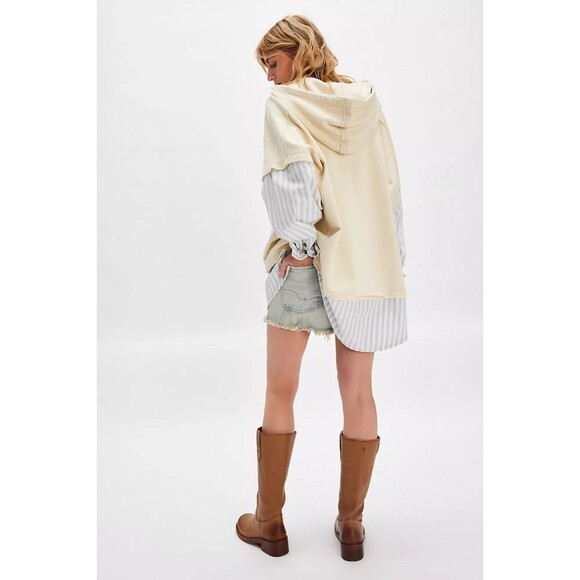 Free People We The Free Need You Twofer Hoodie Top Striped Oversized XL 284476 - Picture 3 of 12